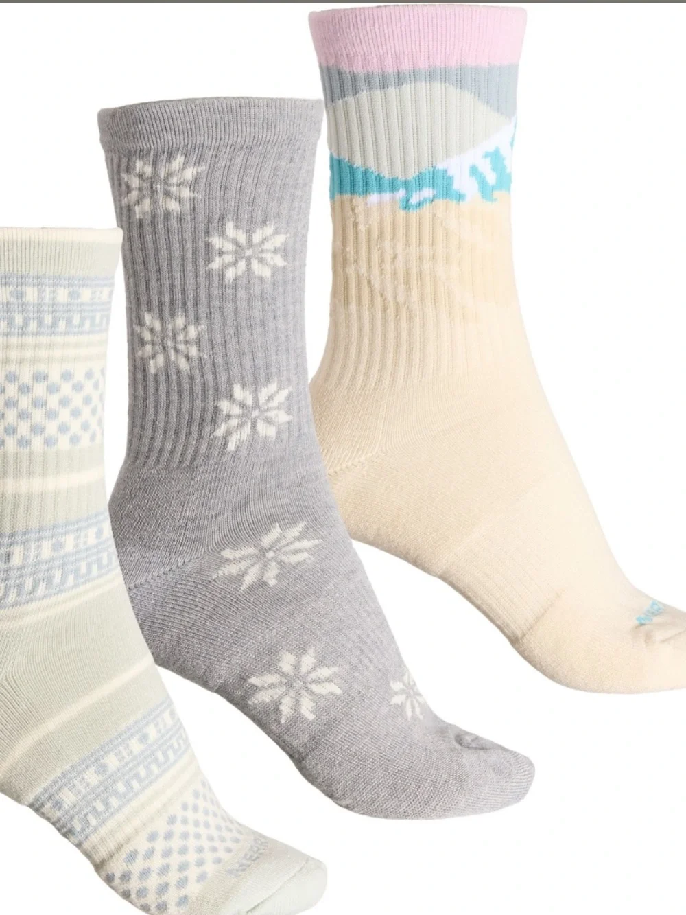 NWT Merrell 3Pk Women’s S/M Trekker Outdoor Crew Sock-Wool Blend